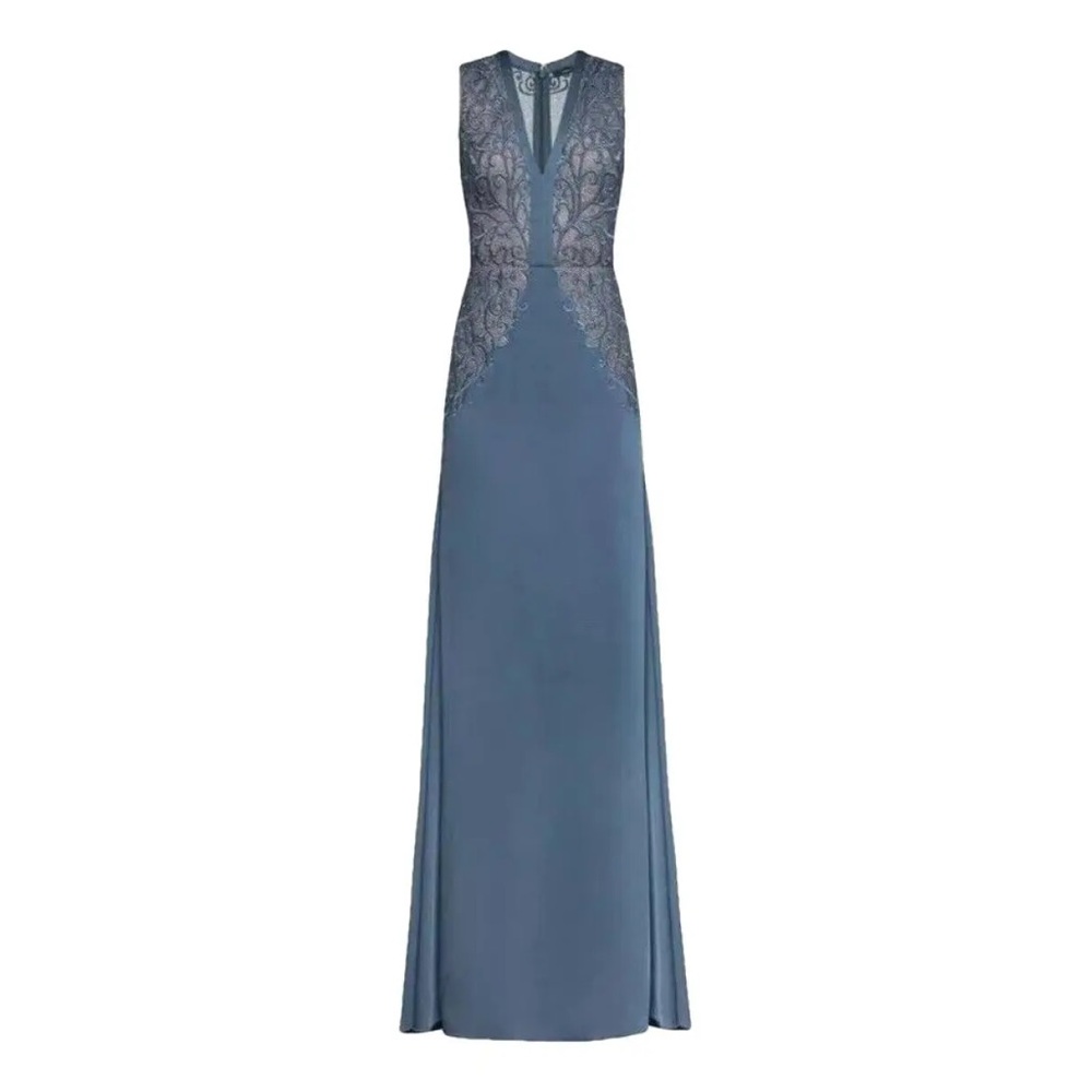 NWT BCBGMAXAZRIA Sleeveless Embroidered Lace Long Gown - Picture 3 of 14